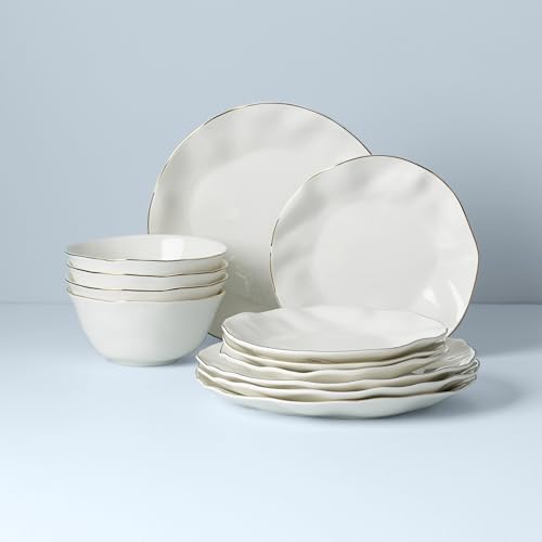 Blue Bay White Porcelain 12 (12-Piece Dinnerware Set, White)