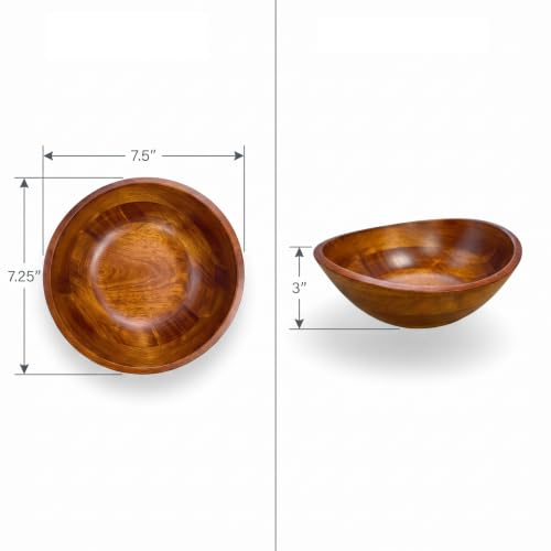 Rubberwood Wavy Rim Bowl with Cherry Finish for Fruits (Small)