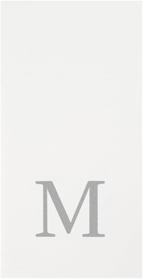 Luxenap 15.8 X 7.9 Inch Linen-Feel Guest Towels, 2000 Lettered Hand Towels - Silver Letter 'M', Sans Serif Font, White Paper Dinner Napkins, airlaid, For Restrooms And Tables - Restaurantware