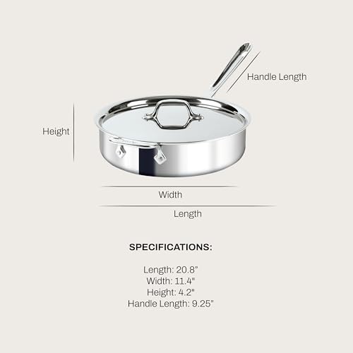 D3 Stainless Steel 4 Qt Sauté Pan with Lid