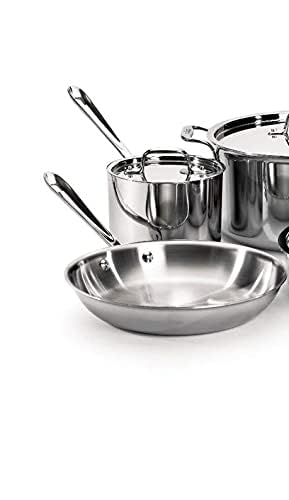 D3 3 Ply Stainless Steel Cookware Set 7 Piece Induction Oven Broiler Safe 600F Pots and Pans