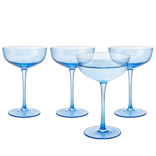 Ocean Blue Champagne Coupe Glasses Set of 4 (4 Count)