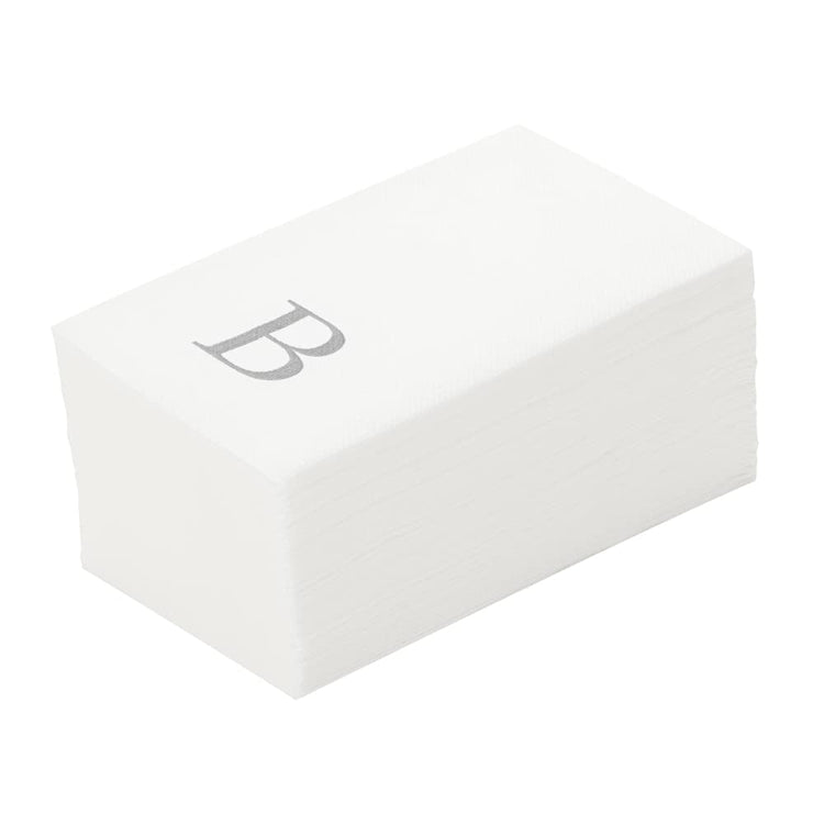 Paper Rectangle Silver Letter B Linen (50 Count)