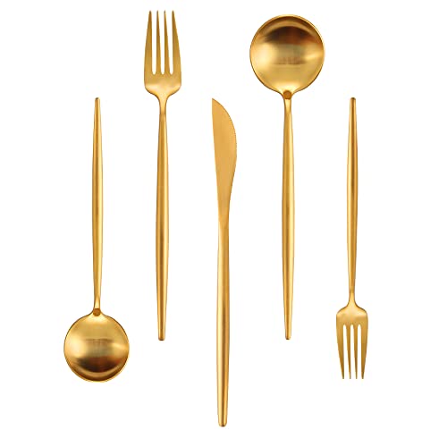 Matte Gold Silverware Set for 4 (20 Count)