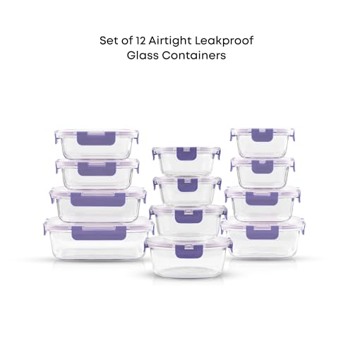 24pc Borosilicate Glass Storage Containers with Lids (Color Very Peri)