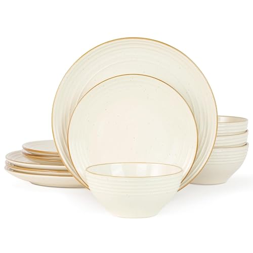 Jupiter Plates and Bowls Sets with Rim (12 Count)