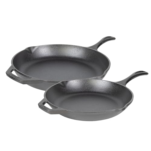 Chef Collection Cast Iron Skillet Set (10" & 12" (Pack of 2))