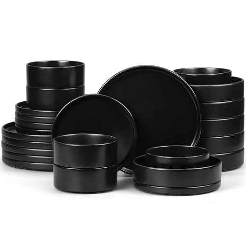 Black Dinnerware Sets with Pasta Bowls