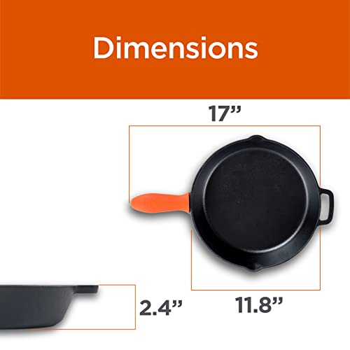 12 Inch Cast Iron Skillet with Silicone Grip Handle (12" Skillet)