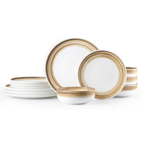 Stoneware Dinnerware Set (Yellow / Service for 4-12Pcs)