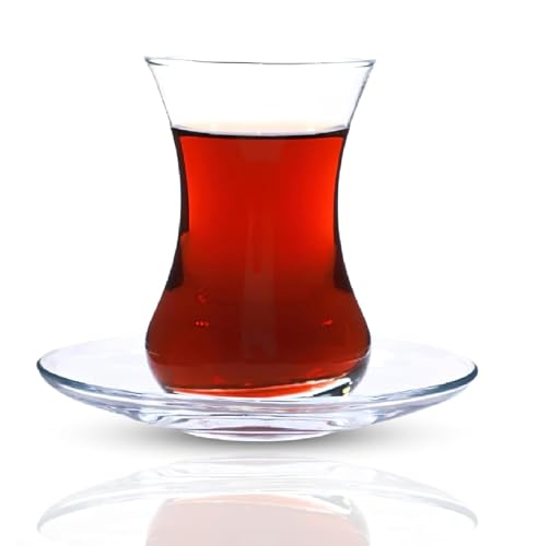 Turkish Tea Glass Set of 6 with Saucers (6 Count)