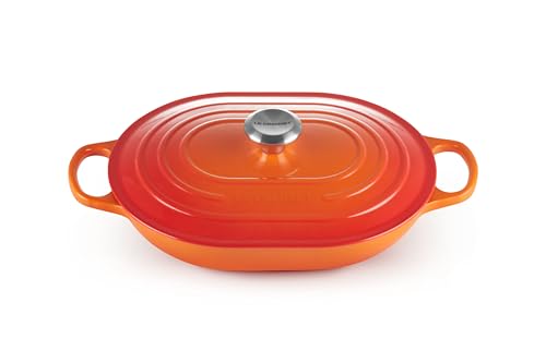 Enameled Cast Iron Oval Casserole with Lid
