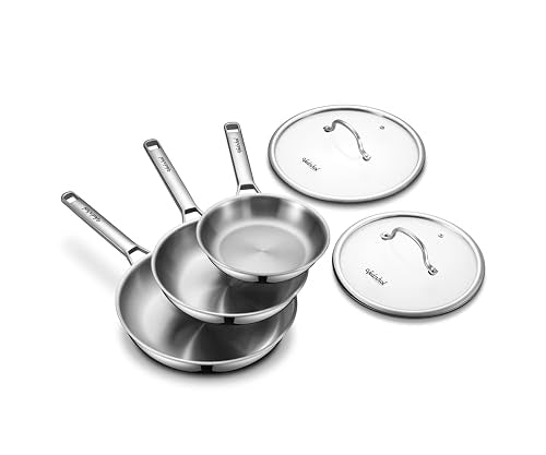 Stainless Steel Frying Pan Set with Lids 8"&10"&12" (3 Count)