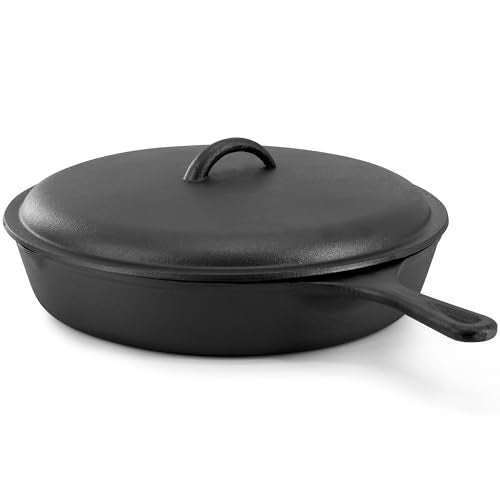 12 Inch Pre Seasoned Cast Iron Skillet with Cast Iron Lid (12 Inch Skillet / 12 Inch Skillet)