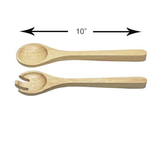 Woodard & Charles Rubberwood 11" Salad Bowl with Servers (11" x 4" Rubberwood Bowl with Servers)