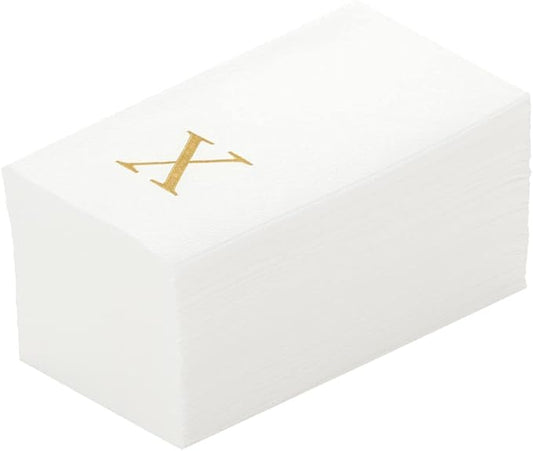 Luxenap 15.8 X 7.9 Inch Linen-Feel Guest Towels, 2000 Lettered Hand Towels - Gold Letter 'X', Sans Serif Font, White Paper Dinner Napkins, airlaid, For Restrooms And Tables - Restaurantware