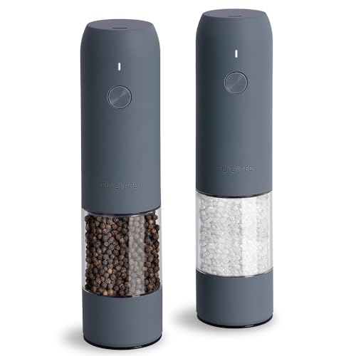 Electric Salt and Pepper Grinder Set with USB Rechargeable (Blue-Grey)