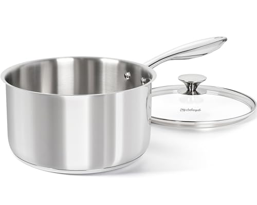 Tri ply Stainless Steel 4 Qt Saucepan with Glass Lid