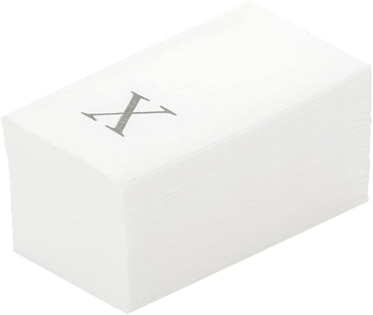Luxenap 15.8 X 7.9 Inch Linen-Feel Guest Towels, 2000 Lettered Hand Towels - Silver Letter 'X', Sans Serif Font, White Paper Dinner Napkins, airlaid, For Restrooms And Tables - Restaurantware