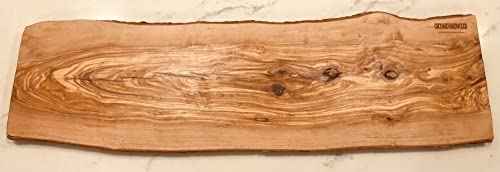 28" Rustic Handmade Olive Wood Bark Edge Charcuterie Board by Orchard Hardwoods