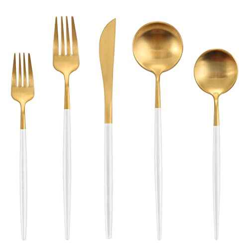 Matte White Gold Silverware Set