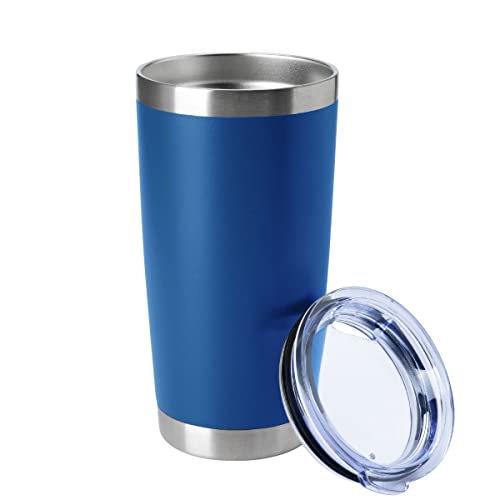 20oz Tumblers Stainless Steel Mugs with Lid Double Wall Vacuum Insulated Coffee Cups for Cold & Hot Drinks (Dark Blue-A / 1 Count (Pack of 1))