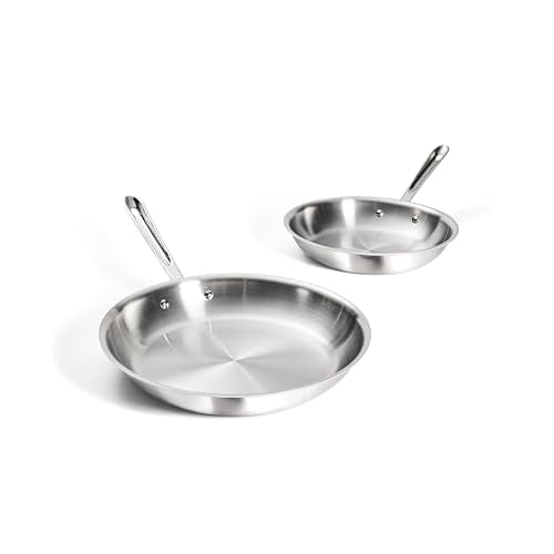 D3® Stainless Steel 10 and 12 inch Frying Pans Set