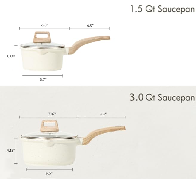 Nonstick 1.5Qt & 3.0Qt Sauce Pan Sets with Lid (2 Count)