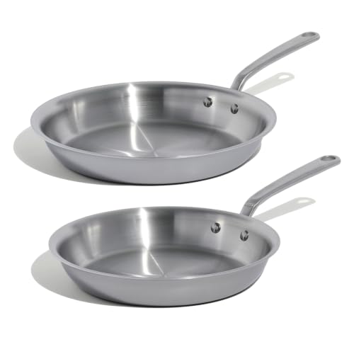 Cookware - 2-Piece Stainless Clad Frying Pan Set - 5-Ply Stainless Clad with Stay-Cool Handle - Professional Cookware - Crafted in Italy - Induction Compatible (2 Count)