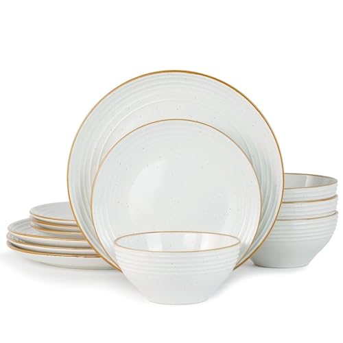 Jupiter Plates and Bowls Sets with Rim (12 Count)