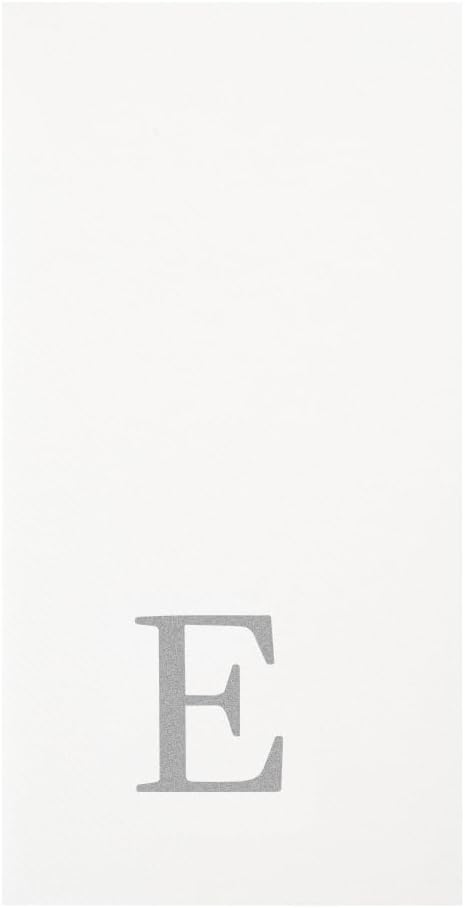 Luxenap 15.8 X 7.9 Inch Linen-Feel Guest Towels, 2000 Lettered Hand Towels - Silver Letter 'E', Sans Serif Font, White Paper Dinner Napkins, airlaid, For Restrooms And Tables - Restaurantware