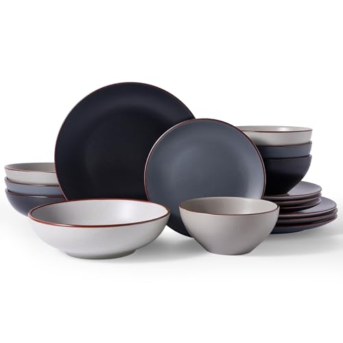Venus Stoneware Dinnerware Sets with Pasta Bowls (Multicolor / Serves 4 (16pc w/ Pasta Bowl))