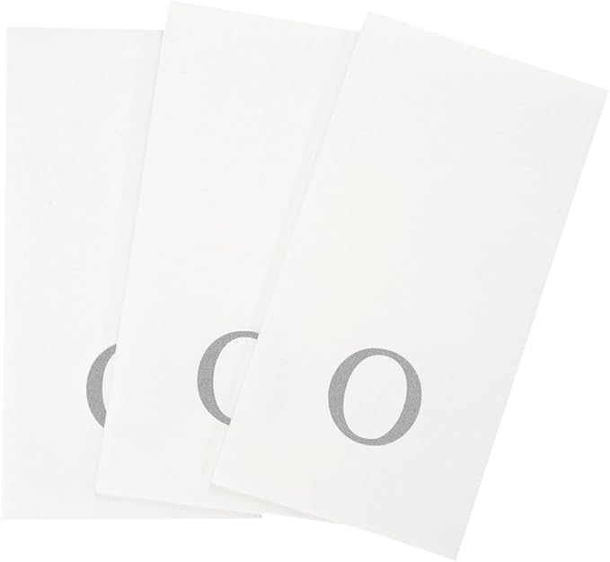 Luxenap 15.8 X 7.9 Inch Linen-Feel Guest Towels, 2000 Lettered Hand Towels - Silver Letter 'O', Sans Serif Font, White Paper Dinner Napkins, airlaid, For Restrooms And Tables - Restaurantware
