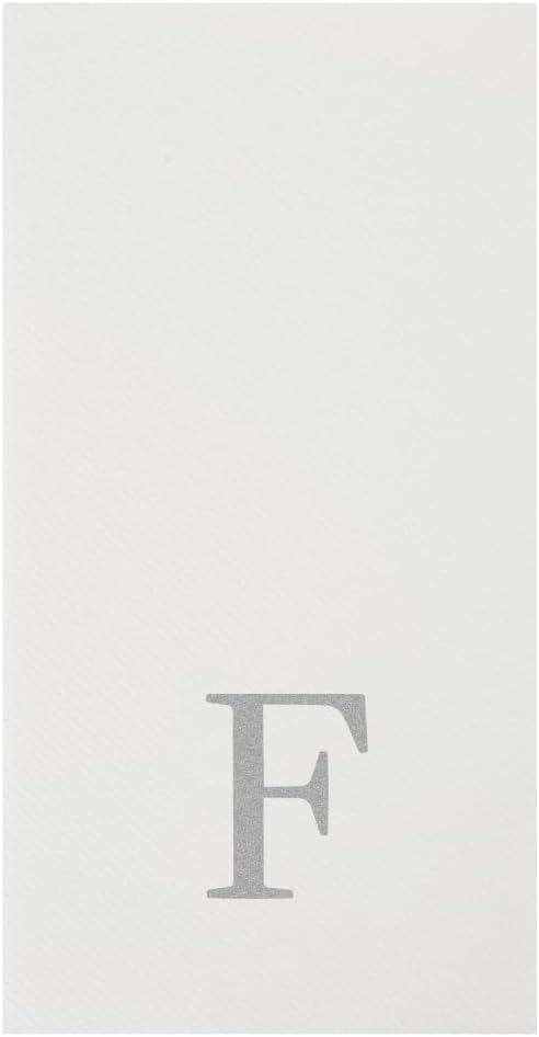 Luxenap 15.8 X 7.9 Inch Linen-Feel Guest Towels, 2000 Lettered Hand Towels - Silver Letter 'F', Sans Serif Font, White Paper Dinner Napkins, airlaid, For Restrooms And Tables - Restaurantware