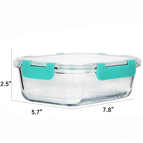 8 Pack 30 oz Glass Food Storage Containers with Lids (Green)