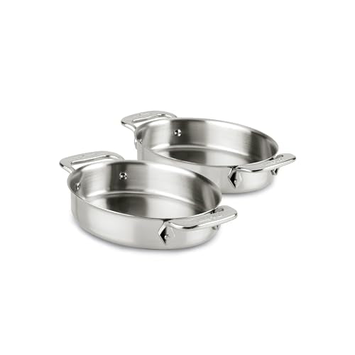 Specialty Stainless Steel Oval Bakeware Set 2 Piece Induction Pots and Pans Silver