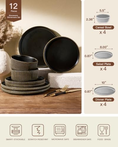 Stoneware Dinnerware Set for 4 (12 Count)