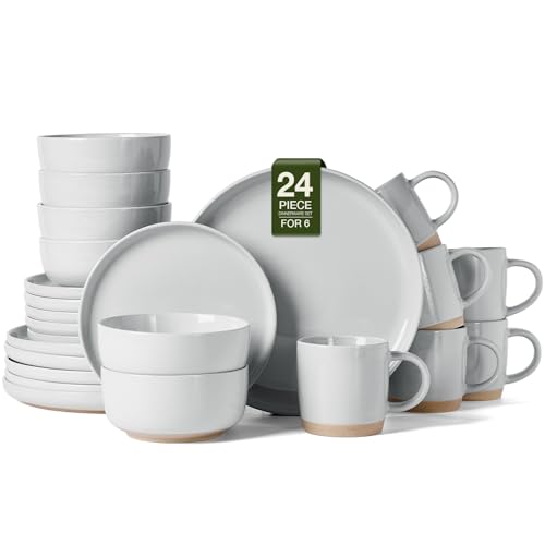 Milkyway 24 Piece Dinnerware Set with Mugs (Light Gray / Service for 6 (Include Mugs))