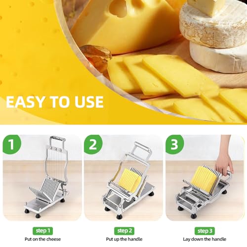 Commercial Cheese Slicer With Wire1 cm & 2 cm Cheese Cutter Butter Cutting Board Machine Aluminum Alloy Commercial Cheese Slicer with 316 Stainless Steel Wire Kitchen Cooking Baking Tool (0.39" & 0.78")