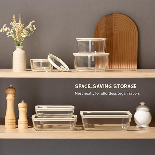 Non Toxic Glass Storage Container Set (Circular - Set Of 4)