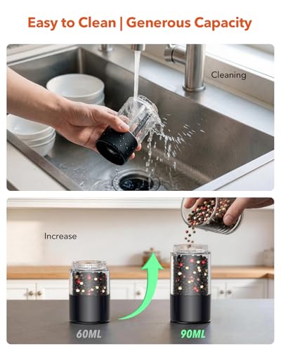 Electric Salt and Pepper Grinder Set with LED Lights (Black / Set)