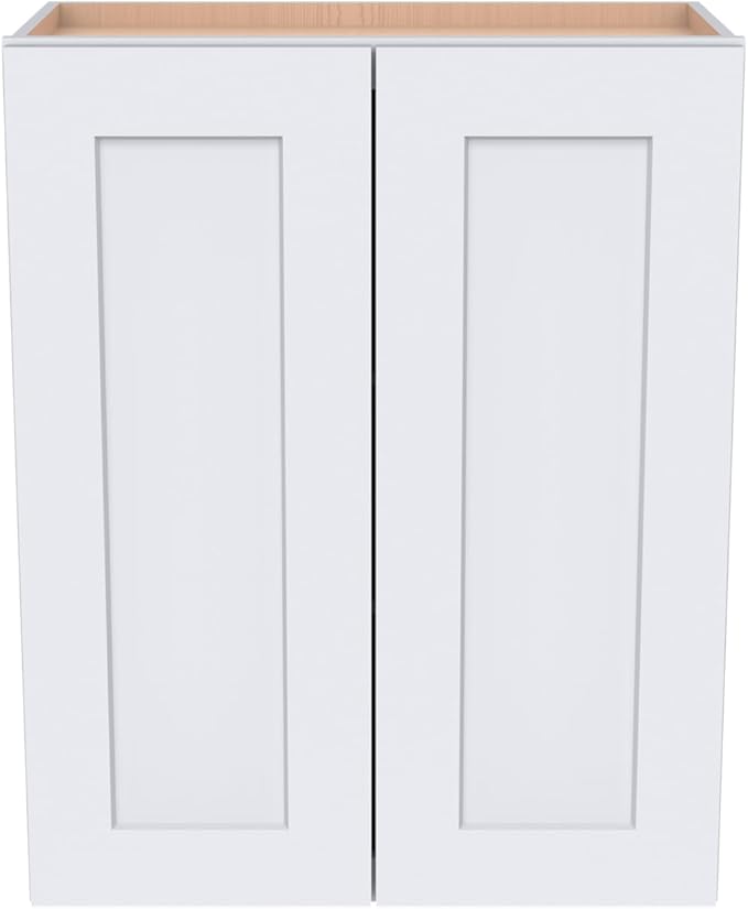 Wall-Mounted Cabinet – Solid Wood Shaker Style Medicine Cabinet with Adjustable Shelves & Soft-Close Doors for Bathroom, Kitchen, and Office Storage (White, 30" W x 12" D x 36" H)
