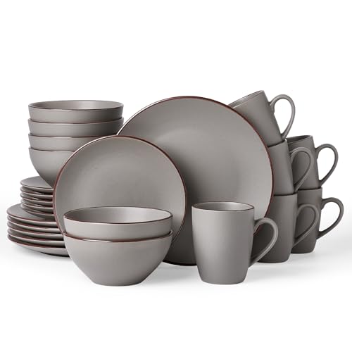 Venus Dinnerware Sets with Mugs (Dark Gray / Serves 6 (24pc w/ Mug))