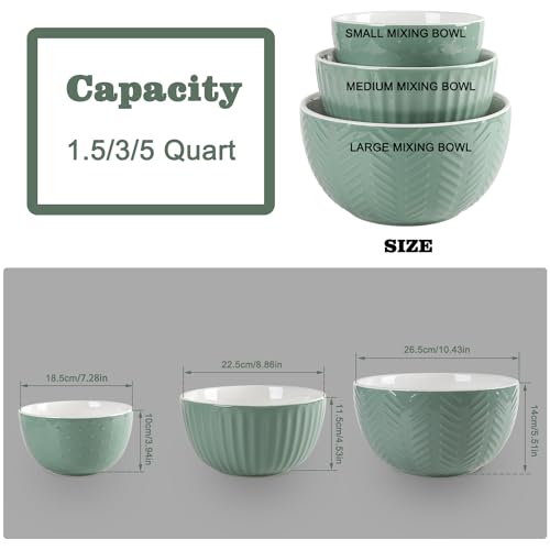 Ceramic Nesting Mixing Bowls (avocado green)