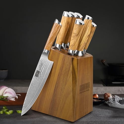 Damascus Knife Block Set 7PCS (7 Count)