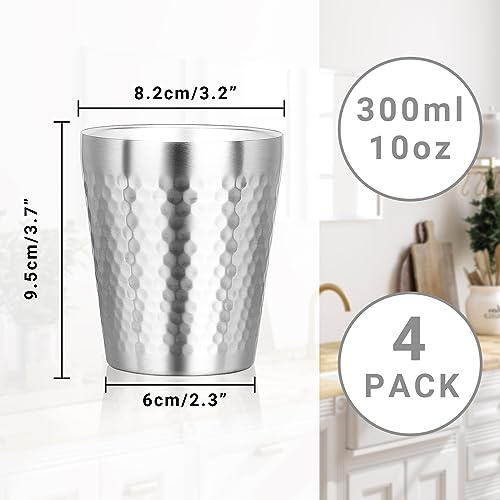 Stainless Steel Cups Double Wall (diamond-patterned / 10oz,4pcs)