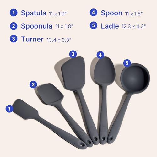 5 Piece Silicone Kitchen Utensils Set (Charcoal / 5 - Piece Set)
