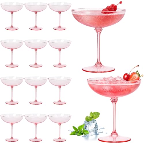 12 Pcs Plastic Coupe Glasses 9 oz Disposable Martini Glasses for Cocktails (12 Count)