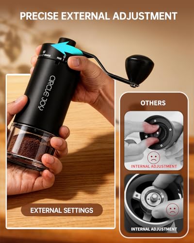 Mini Manual Coffee Grinder with 40 External Adjustable Settings and Ceramic Conical Burr (Black)