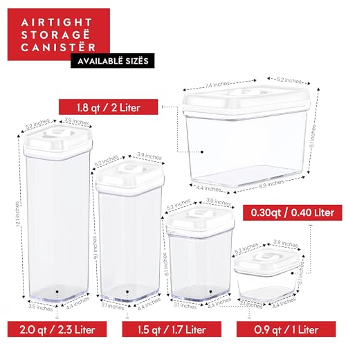 Airtight Food Storage Containers with White Lids 2L (04 - 2 Liters (Set of 4))